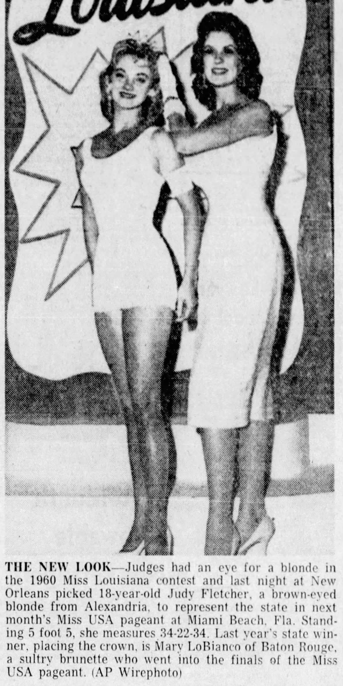 Judy Fletcher is crowned Miss Louisiana USA 1960