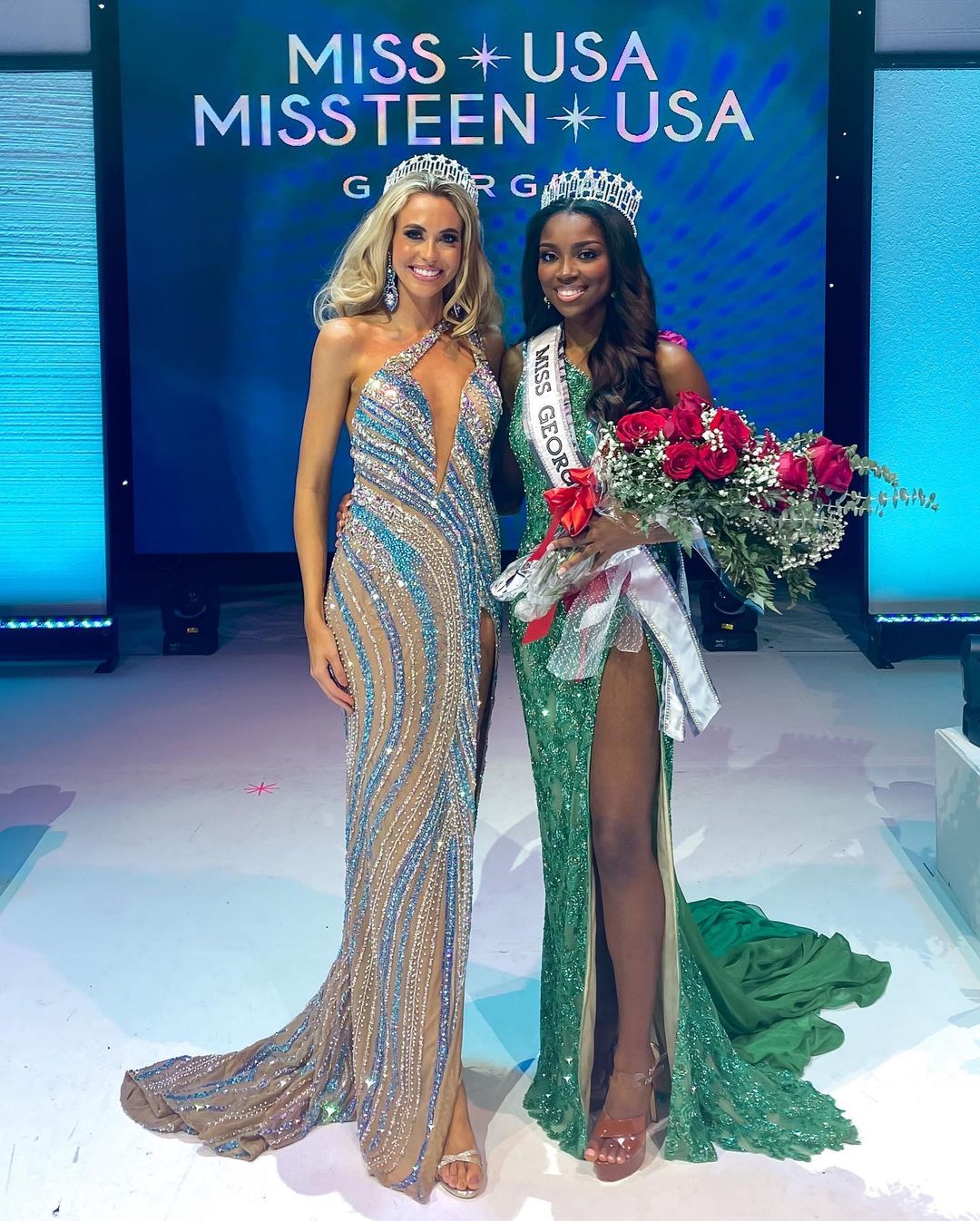 Miss Georgia USA 2023 Rachel Russaw with Miss GA USA 2022 Holly Haynes.
