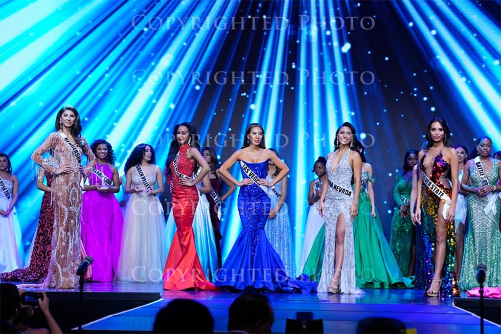 Miss NV USA 2021 top-five • Emily Delgado (2RU), Brittany Butler (1RU), Lan Do (4RU), Luana Panui (3RU), Kataluna Enriquez (Miss NV USA)