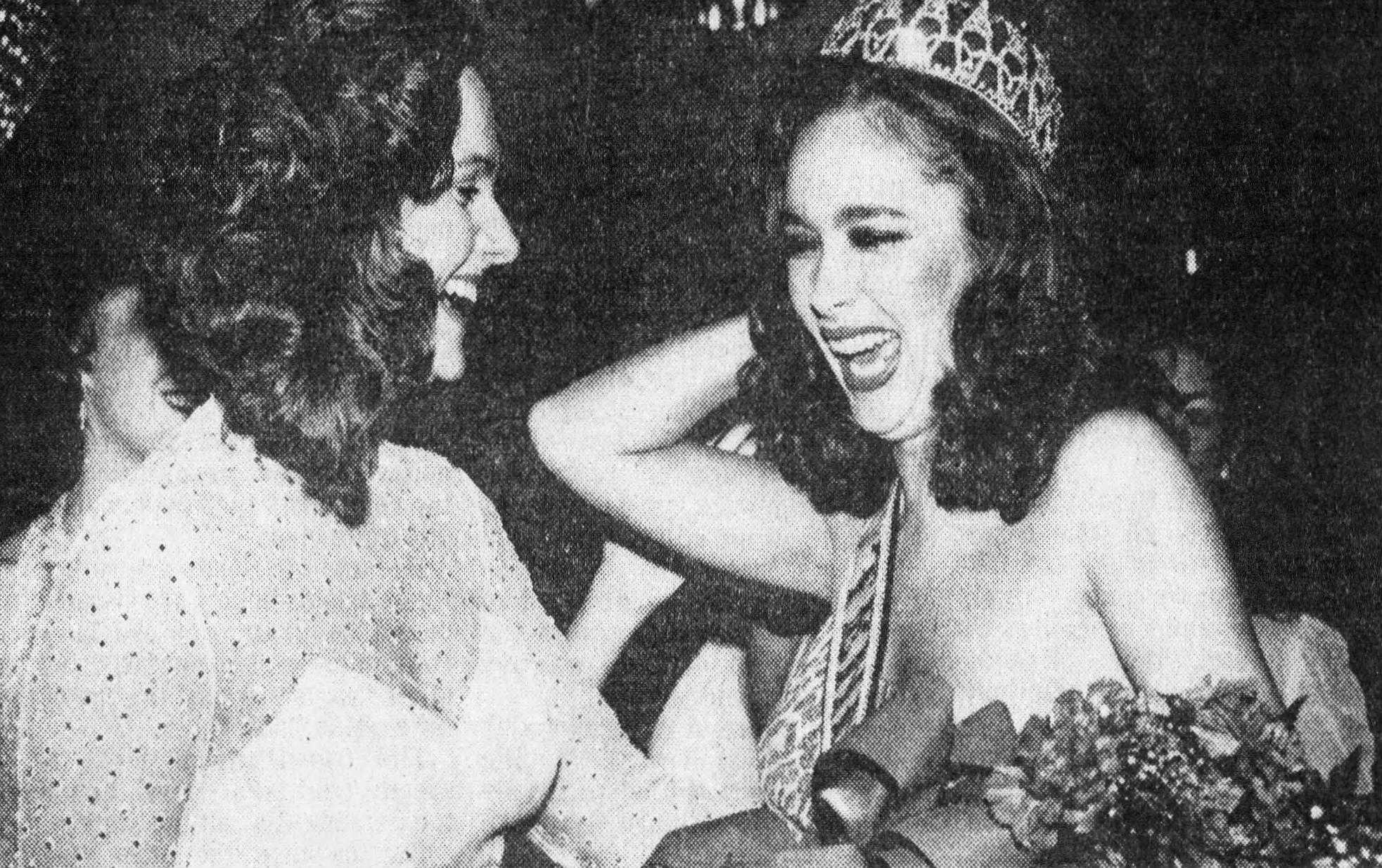 Sharon Kay Steakley reacts to winning Miss Tennessee USA 1981