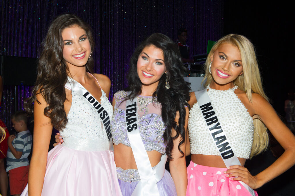 Katherine Haik, Miss Louisiana Teen USA 2015; Chloe Kembel, Miss Texas Teen USA 2015; and Taylor Dawson, Miss Maryland Teen USA 2015; enjoy the Welcome Reception at Atlantis, Paradise Island, where the new D.I.C. Miss Teen USA crown was revealed, Wednesday August 19th. The 51 contestants will spend the week touring, filming, rehearsing, and preparing to compete for the title of Miss Teen USA 2015. The final competition will stream on August 22, 2015 LIVE on www.missteenusa.com at 8 p.m. ET from Atlantis, Paradise Island resort in The Bahamas. HO/Miss Universe Organization L.P., LLLP