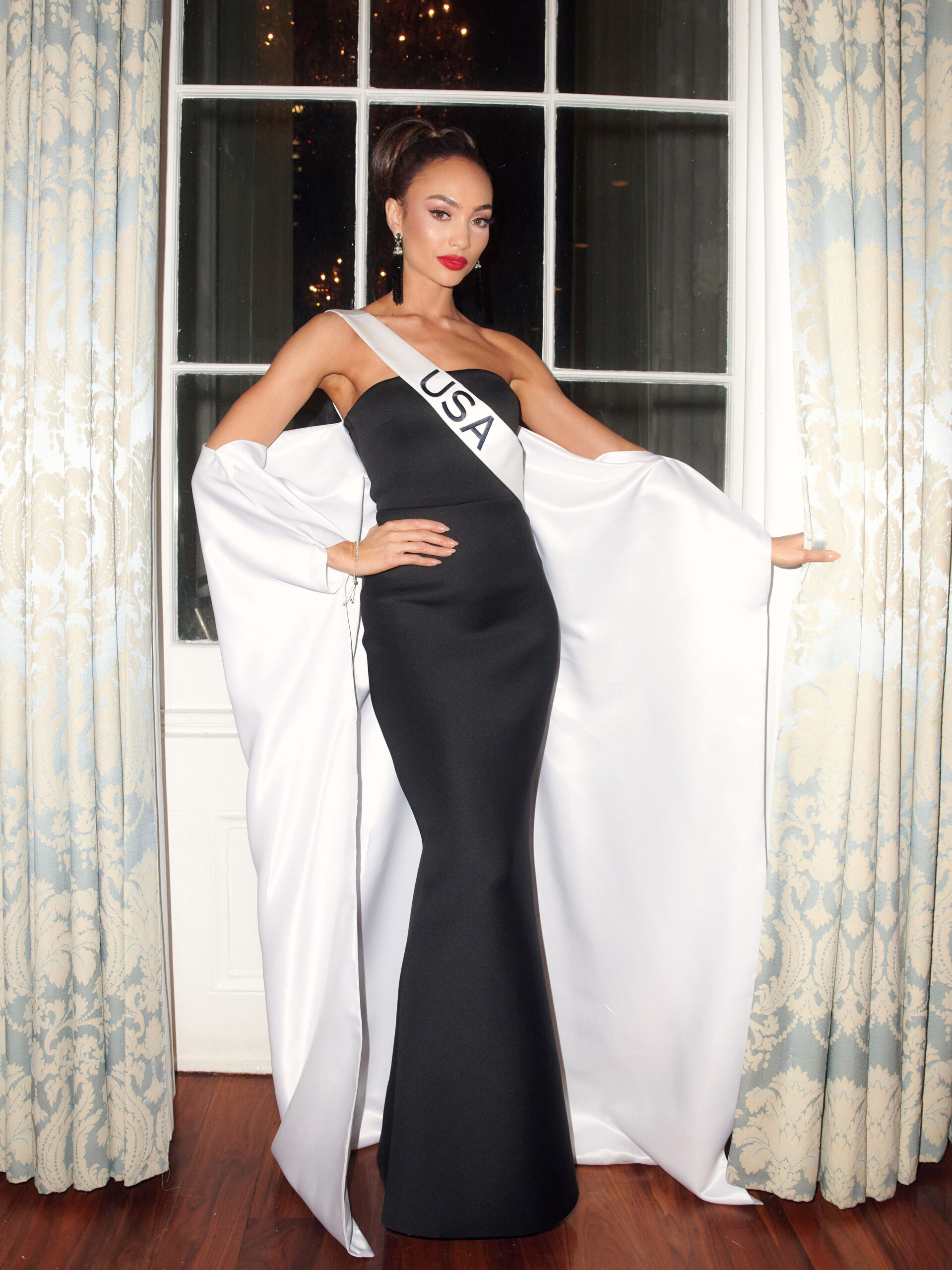 Texas' most recent Miss USA R’Bonney Gabriel attends the Miss Universe Welcome Reception at Gallier Hall in New Orleans, Louisiana