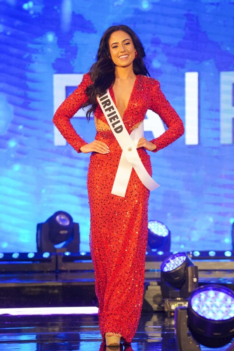 Jenna Hofmann competes in evening gown at Miss Connecticut USA 2025