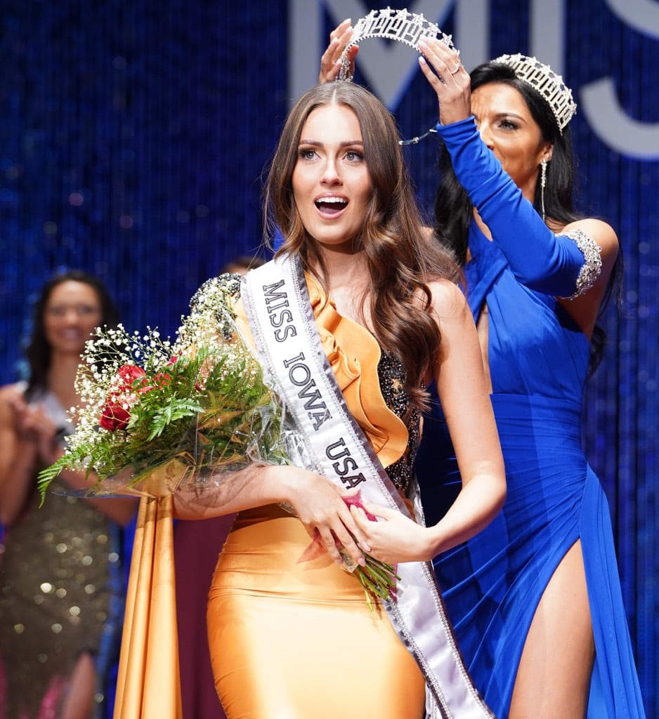 Grace Lynn Keller reacts to winning at Miss Iowa USA 2023