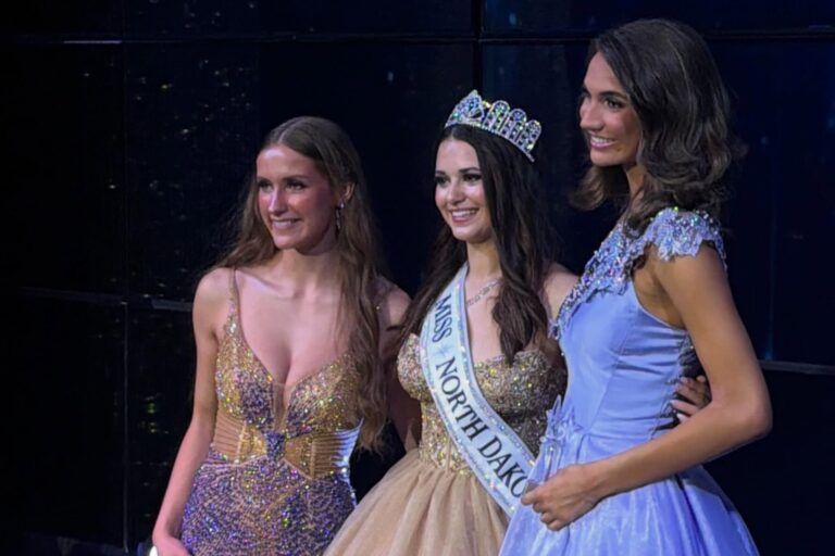 Miss North Dakota Teen USA 2026 top five • Hope Walen (2RU), Audrey Emerson (Miss ND Teen USA), Addison Petry (1RU)
