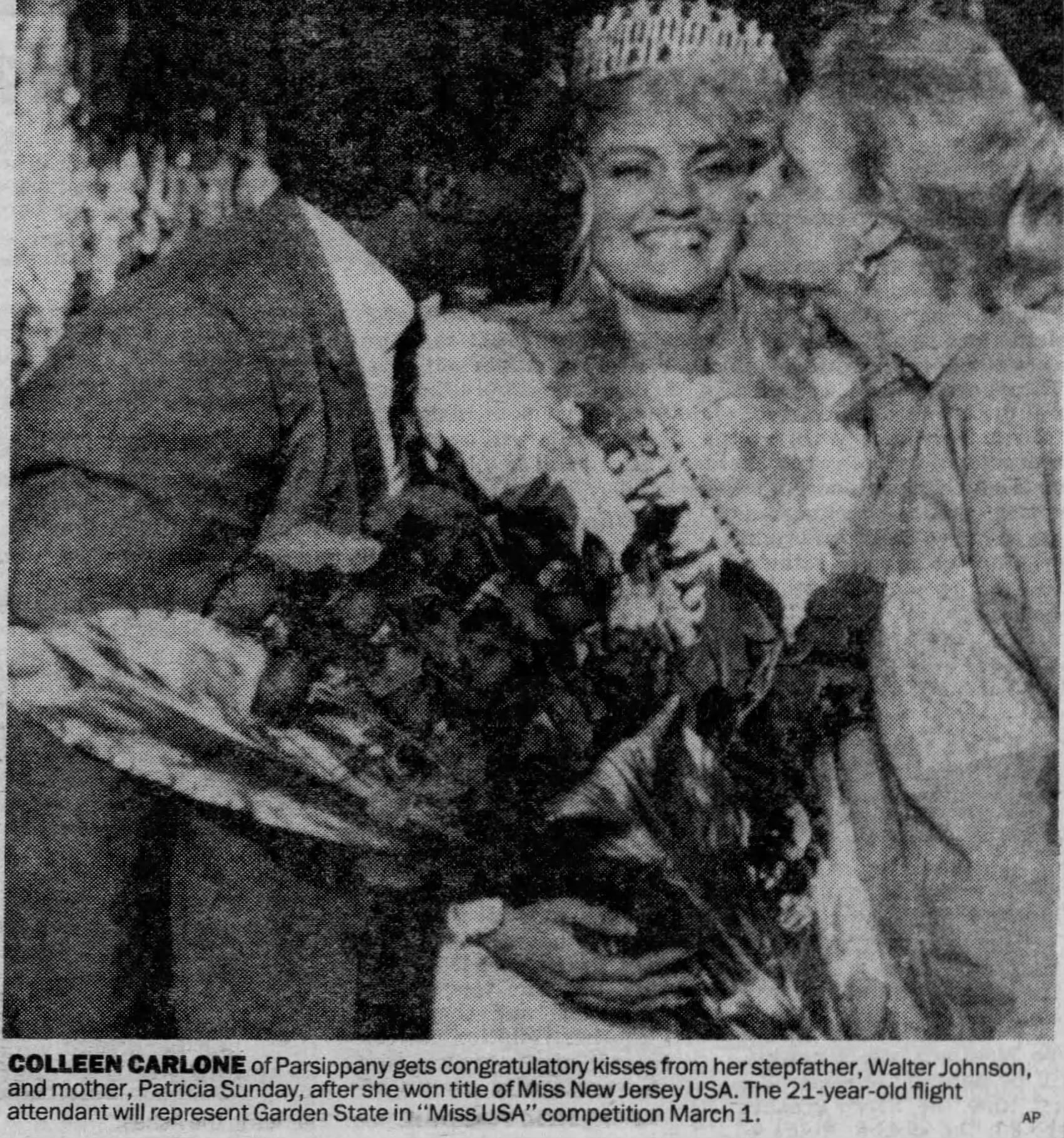 Colleen Carlone is crowned Miss New Jersey USA 1988