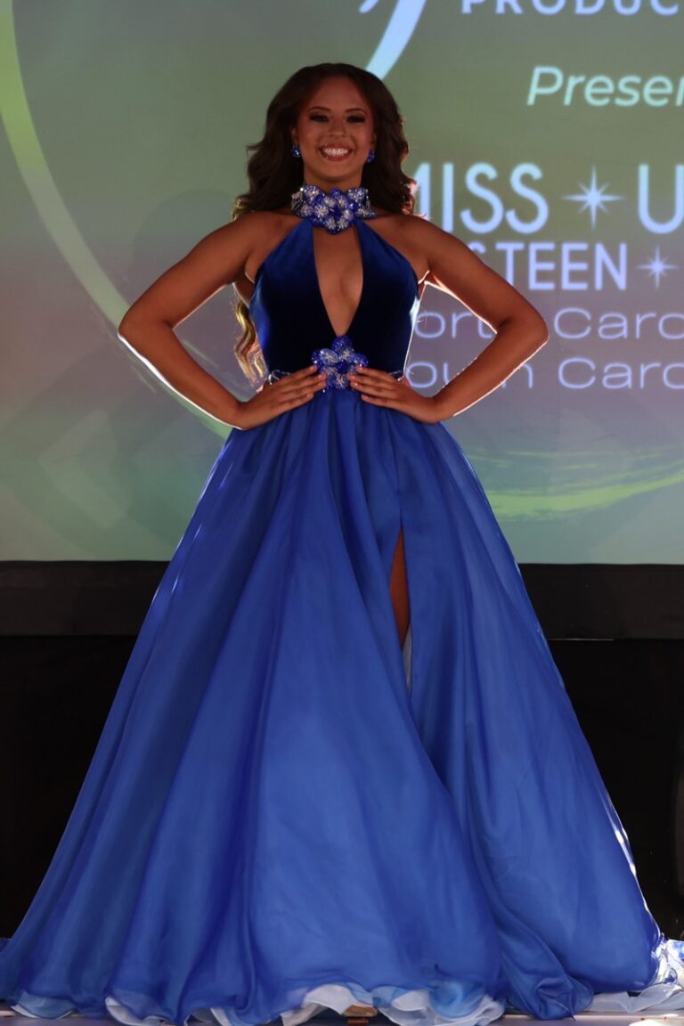 Trinity Locklear competes in evening gown at Miss North Carolina Teen USA 2026
